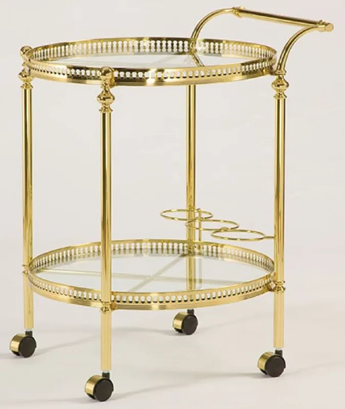 Aktuell Casa Padrino carrello da portata Art Nouveau di lusso oro 40 x 40 x A. 57 cm - Carrello in ottone nobile con piatti in vetro - Accessori per Gastronomia Barocco e Art Nouveau