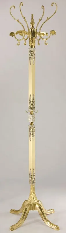 Casa Padrino stand guardaroba barocco di lusso oro / crema / argento 40 x 40 x A. 178 cm - Appendiabiti in ottone nobile - Mobili Appendiabiti Barocco Direktkauf