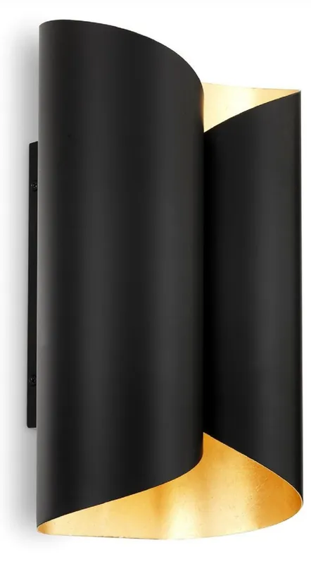 Casa Padrino lampada da parete di design nero / oro 18 x 10,5 x A. 28 cm - Lampada da parete moderna in metallo per soggiorno - Qualità di Lusso Neue Kollektion