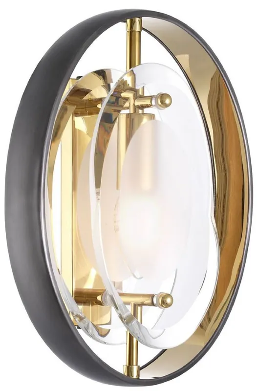 Geprüft Casa Padrino lampada da parete di lusso nero / oro 22,5 x 10 x A. 29,5 cm - Lampada da parete moderna - Luci di Lusso