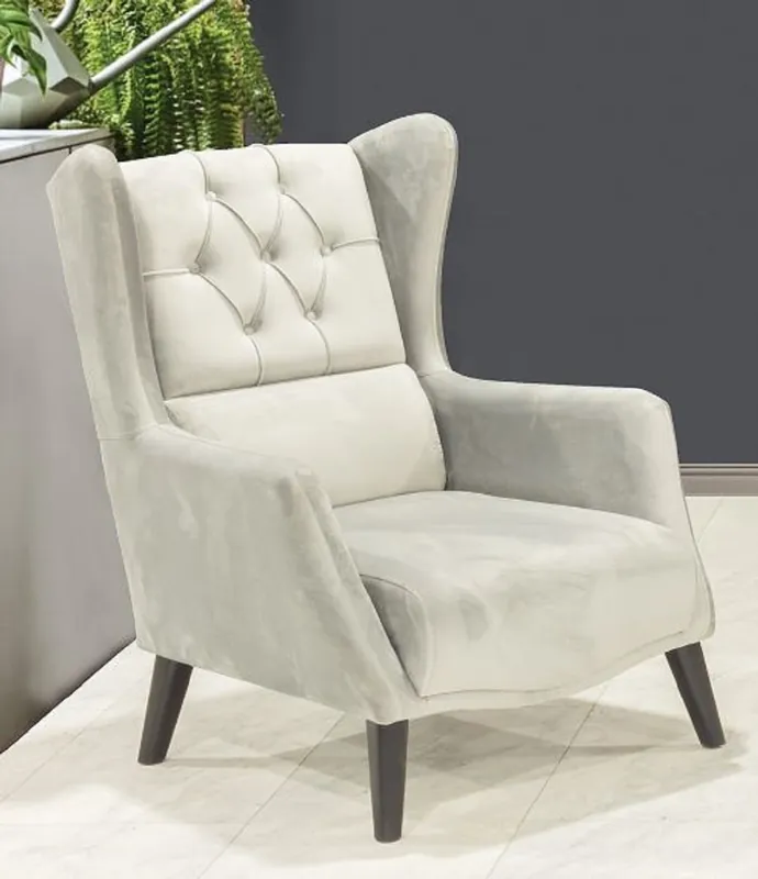 Casa Padrino poltrona Chesterfield ad ala grigio / nero 80 x 80 x A. 90 cm - Poltrona da soggiorno moderna - Mobili da Soggiorno Chesterfield Abverkauf