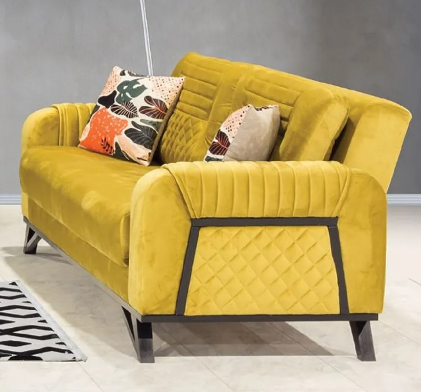 Casa Padrino divano letto di lusso giallo / nero 215 x 90 x A. 80 cm - Divano moderno per soggiorno - Mobili per soggiorno moderno Ausverkauf