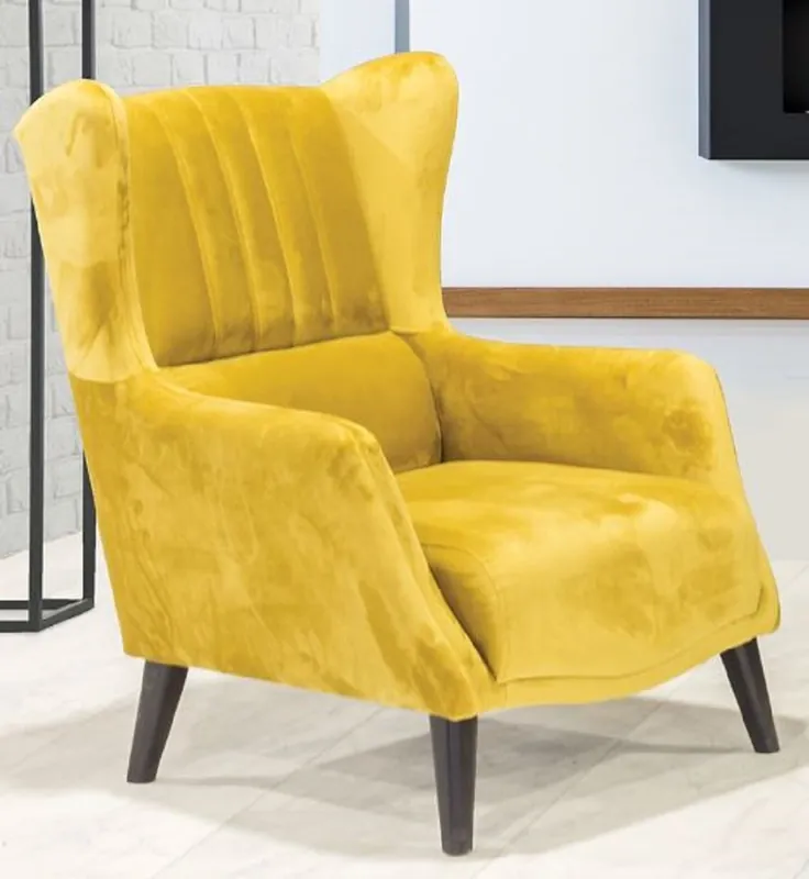 Casa Padrino poltrona ad ala di lusso giallo / nero 80 x 80 x A. 90 cm - Poltrona moderna per soggiorno - Mobili per soggiorno Aktuell