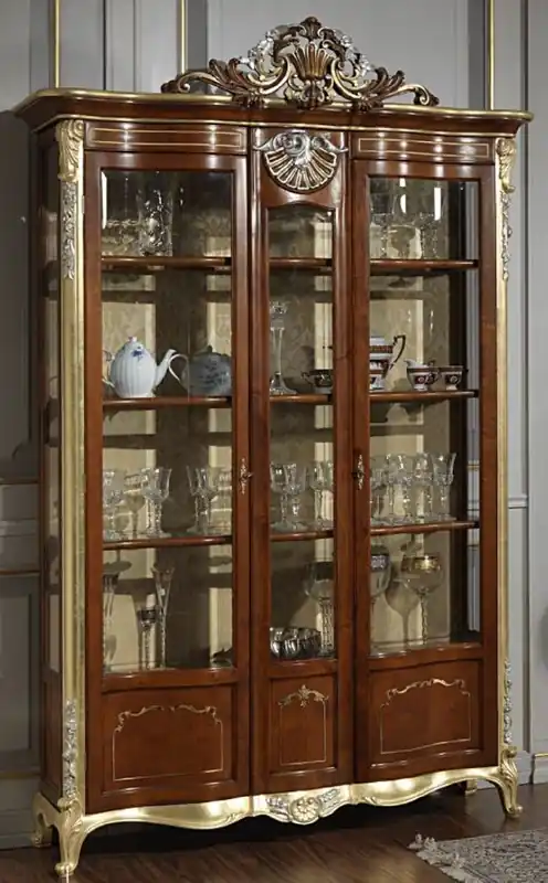 Casa Padrino vetrina barocco di lusso marrone / oro / argento - Vetrina nobile in legno massello con 2 ante - Mobili per Hotel - Mobili per Castello - Qualità di Lusso - Fatto in Italia Geprüft