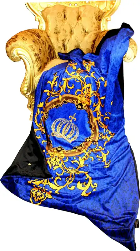 Coperta di lusso Pompöös di Casa Padrino barocco blu reale / oro / nero di Harald Glööckler con strass Mega-Angebot