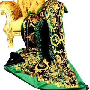 Ausverkauf Coperta di lusso Pompöös di Casa Padrino barocco verde / oro / nero di Harald Glööckler con un numero estremamente elevato di strass