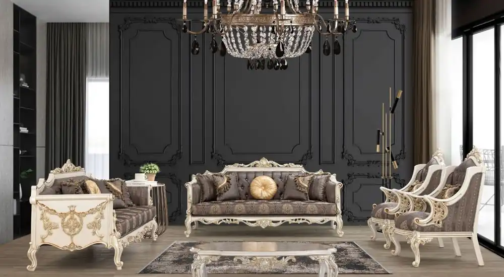 Kracherpreis Casa Padrino set da soggiorno barocco di lusso grigio / marrone / bianco / oro / argento - 2 Divani e 2 Poltrone e 1 Tavolo da Salotto - Mobili da soggiorno barocchi fatti a mano - Nobili e Magnifico