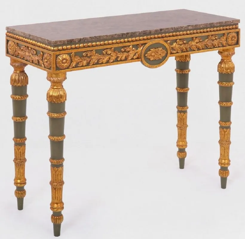 Casa Padrino consolle barocco di lusso grigio / oro antico / marrone - Consolle fatto a mano in legno massello con eleganti decori e piano in marmo - Mobili Barocchi Sichere Zahlung