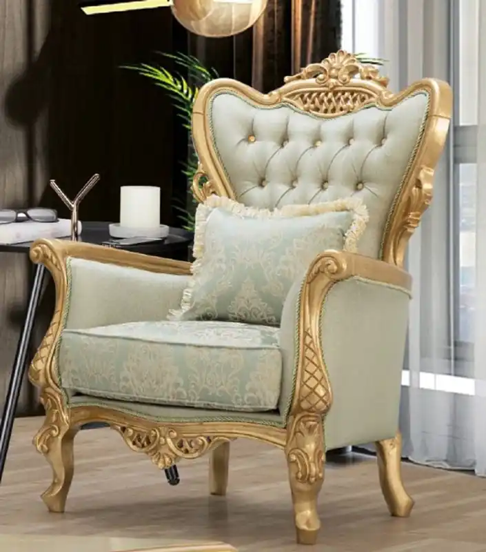 Casa Padrino poltrona barocco di lusso verde chiaro / oro - Poltrona da soggiorno fatta a mano con motivo elegante e strass - Mobili da soggiorno barocco - Nobile e Magnifico Saisonangebot