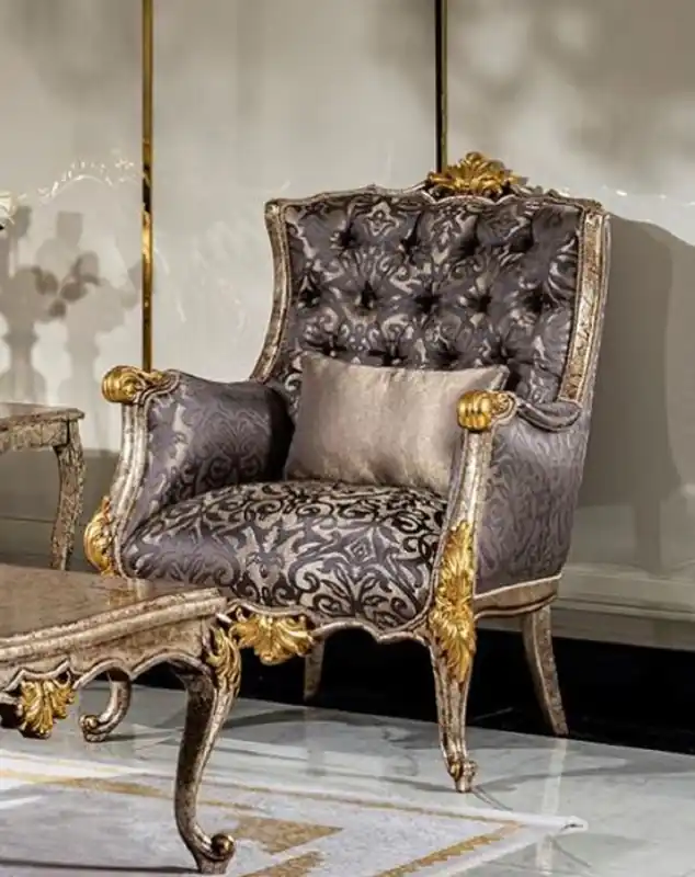 Knallerangebot Casa Padrino poltrona da soggiorno barocco di lusso viola / argento / argento antico / marrone / oro - Poltrona in stile barocco fatta a mano con motivo elegante e cuscino decorativo - Mobili Barocco