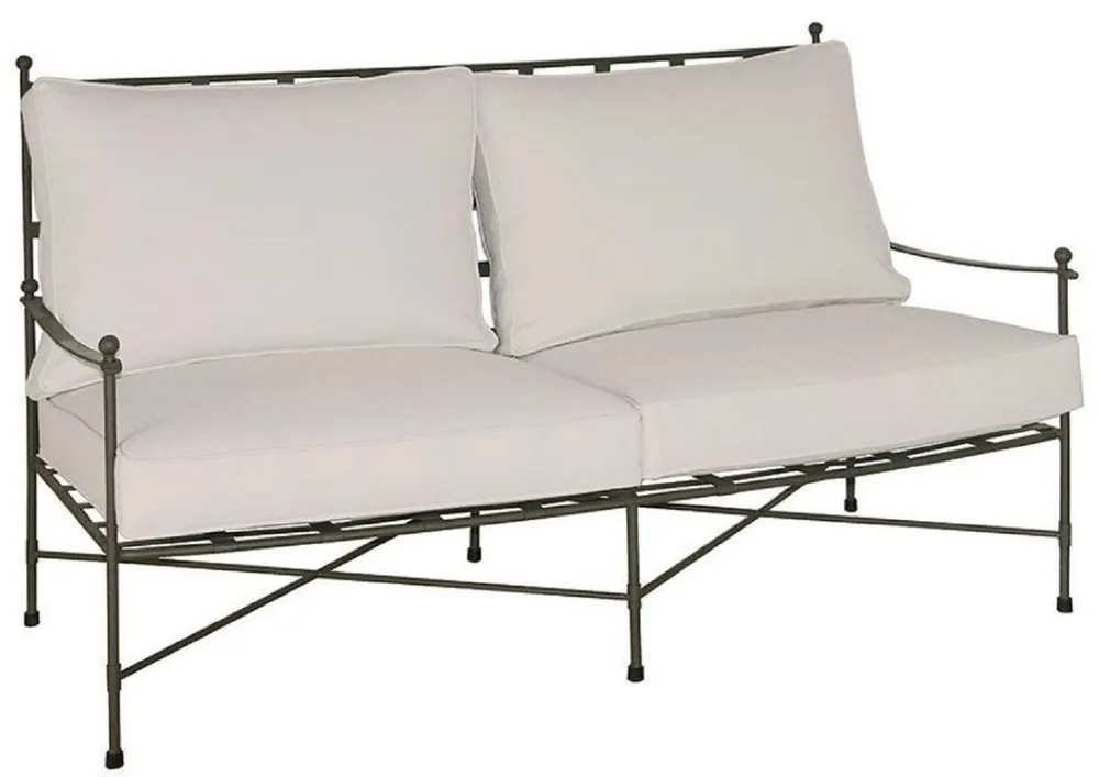Direkt Vom Hersteller Casa Padrino divano Art Nouveau di lusso marrone / bianco 162 x 87 x A. 102 cm - Divano in forgiato a mano con cuscini - Divano Soggiorno - Divano da Giardino - Divano Patio - Qualità di Lusso