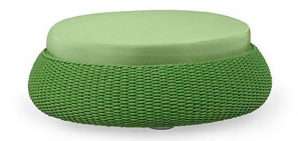 Casa Padrino sgabello di lusso verde Ø 107 x A. 32 cm - Sgabello rotondo tessuto a mano resistente alle intemperie - Sgabello da giardino e terrazza - Mobili Hotel - Qualità di Lusso Top-Preis