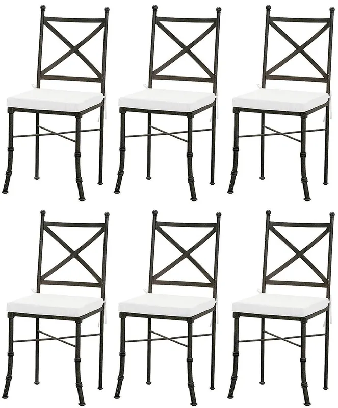 Casa Padrino set sedia da giardino con cuscini seduta nero / bianco 40 x 44 x A. 99 cm - Sedie per sala da pranzo forgiate a mano - Mobili da Giardino e Terrazzo Schneller Versand