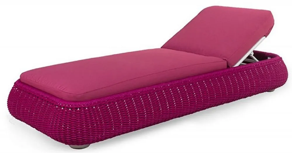Meistverkauft Casa Padrino lettino da giardino di lusso viola 205 x 87 x A. 27 cm - Lettino da giardino tessuto a mano resistente alle intemperie - Moderno lettino - Mobili da Giardino da Hotel