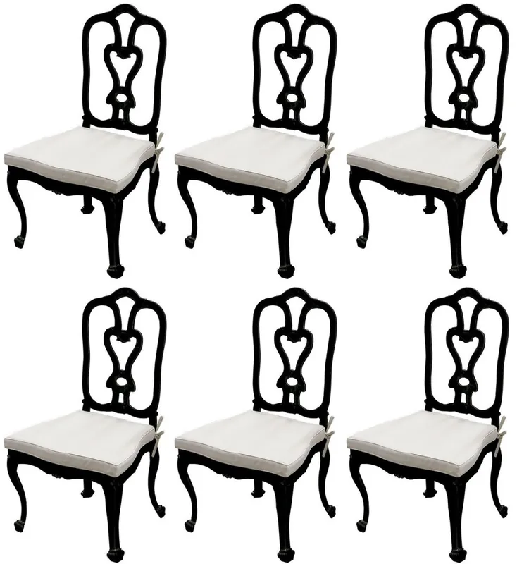Casa Padrino set sedia da giardino con cuscini seduta nero / grigio chiaro 56 x 59 x A. 100 cm - Sedie per sala da pranzo forgiate a mano - Mobili da Giardino e Terrazzo Begrenztes Angebot