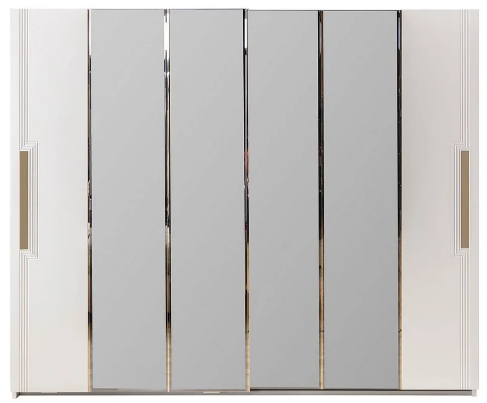 Ausverkauf Casa Padrino armadio camera da letto di lusso bianco / oro 260 x 70 x A. 220 cm - Armadio in legno massello a specchio con 2 ante scorrevoli - Mobili camera da letto di lusso