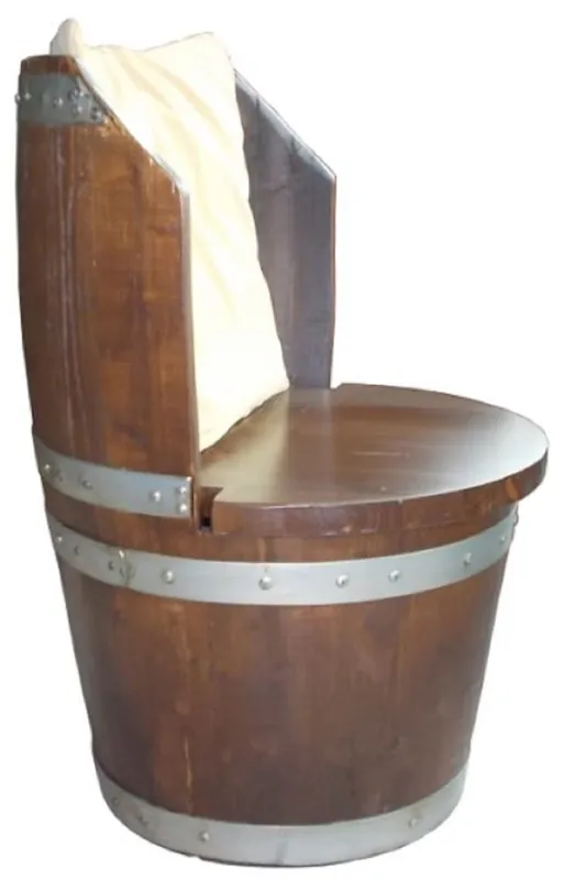 Casa Padrino sedia a botte di lusso marrone / argento Ø 50 x A. 75 cm - Sedia botte di vino in legno massello - Mobili per Terrazze Giardino Gastronomia Neue Ware