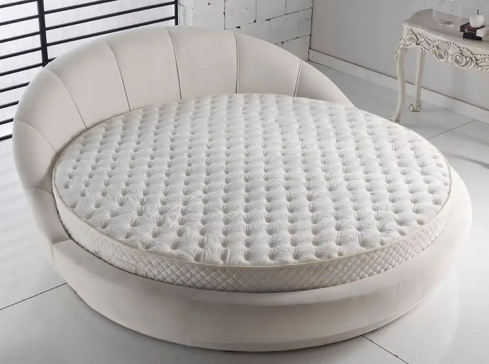 Geprüft Casa Padrino letto rotondo di lusso grigio chiaro Ø 240 x A. 90 cm - Letto matrimoniale rotondo con materasso - Mobili Camera da Letto di Lusso