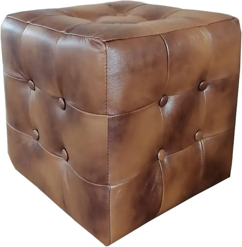 Top-Seller Casa Padrino Chesterfield sgabello in vera pelle vintage marrone 40 x 40 x H. 42 cm - mobili di lusso