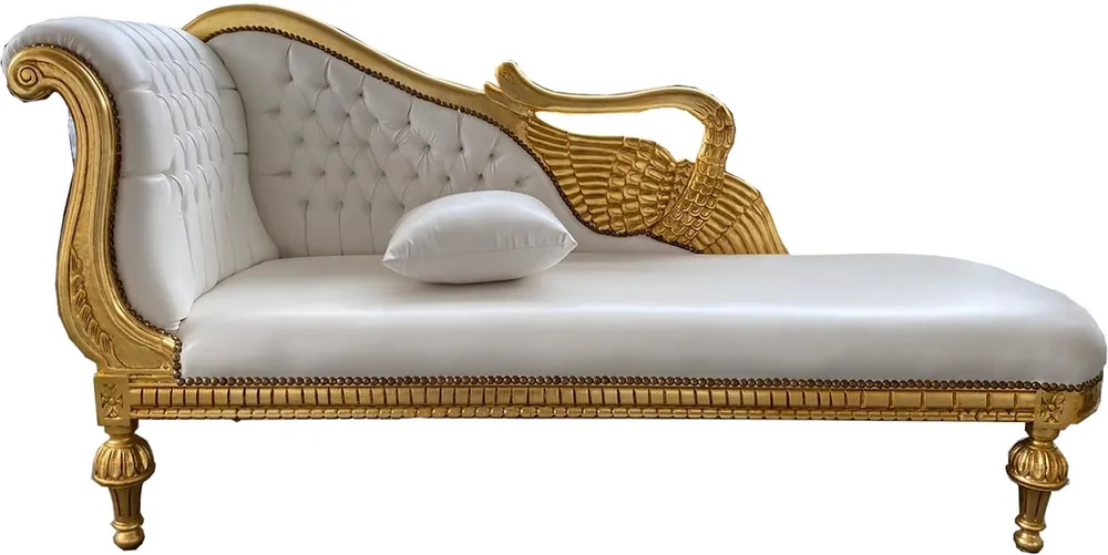 Casa Padrino chaise longue barocca similpelle bianca / oro - ali dorate - mobili in stile antico Jetzt Bestellen