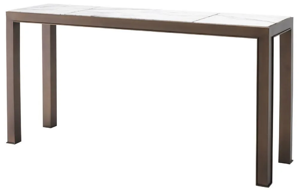 Schnäppchen Casa Padrino consolle di lusso ottone antico / bianco / viola 150 x 40 x A. 76,5 cm - Consolle in acciaio inossidabile con piani in marmo - Mobili per soggiorno di lusso
