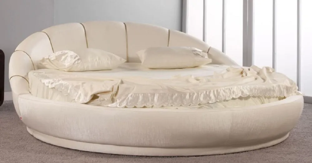 Casa Padrino letto rotondo di lusso crema Ø 240 x A. 90 cm - Letto matrimoniale rotondo con materasso - Mobili Camera da Letto di Lusso Finale Aktion