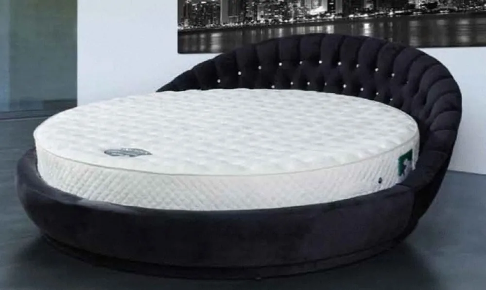 Casa Padrino letto rotondo di lusso nero Ø 240 x A. 90 cm - Letto matrimoniale rotondo con strass e materasso - Mobili Camera da Letto di Lusso Angebot