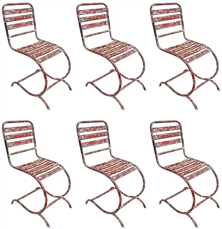 Casa Padrino set sedia da giardino Art Nouveau rosso antico 40 x 45 x A. 92 cm - Sedie in ferro battuto fatte a mano - Mobili da giardino nostalgici Highlight