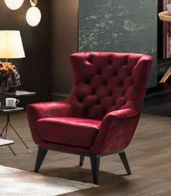 Casa Padrino Poltrona Chesterfield di Lusso Bordeaux Rosso / Nero 85 x 85 x A. 95 cm - Poltrona Soggiorno - Mobili Soggiorno Chesterfield Meistverkauft