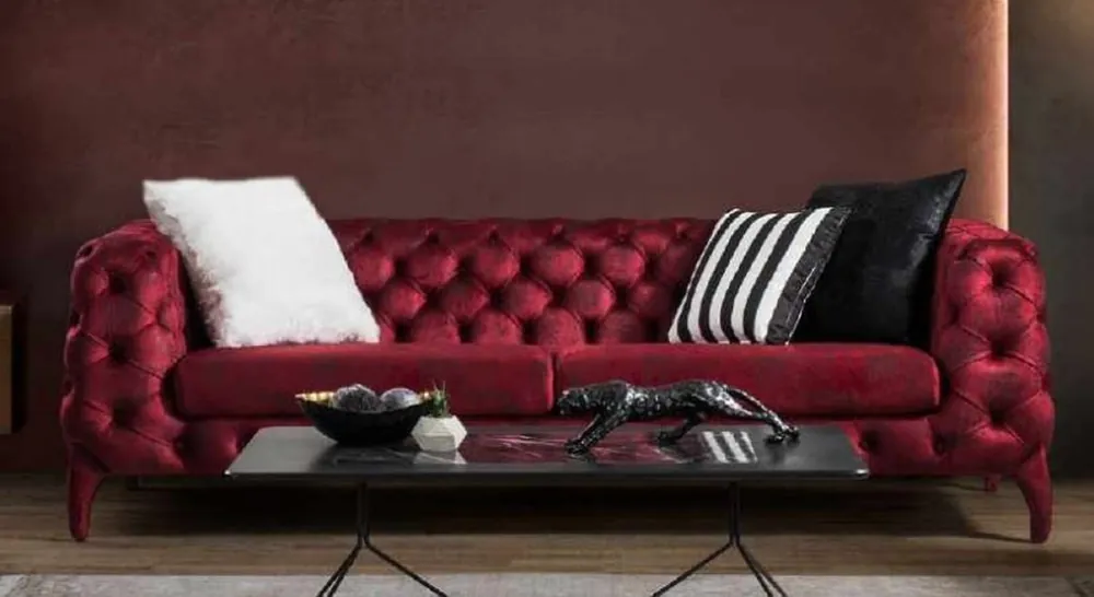 Kracherpreis Casa Padrino Divano Chesterfield di Lusso Bordeaux Rosso 235 x 98 x A. 72 cm - Divano Soggiorno - Mobili Soggiorno Chesterfield