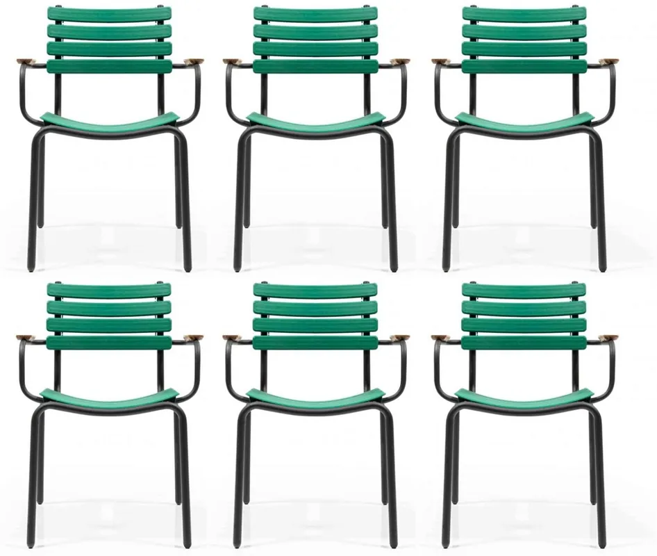 Bestseller Casa Padrino set di sedie da giardino di lusso verde / marrone / nero 50 x 45 x A. 79 cm - Sedie da giardino moderne con braccioli - Mobili da Giardino e Gastronomia