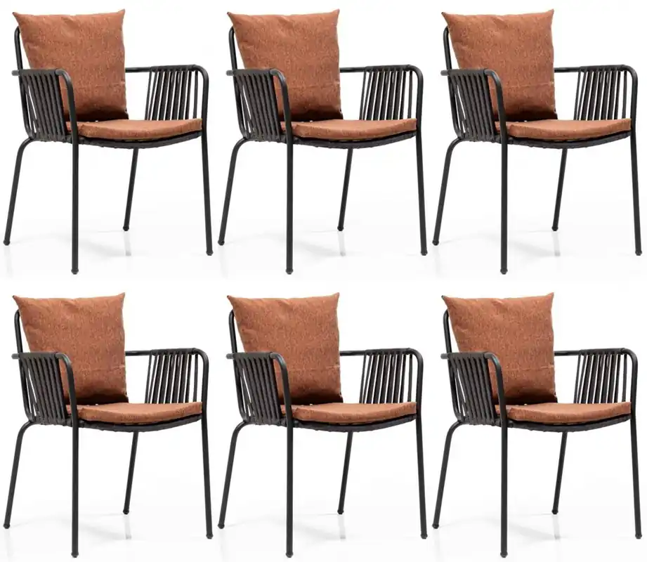 Günstig Casa Padrino set di sedie da giardino di lusso marrone / nero 50 x 45 x A. 82 cm - Sedie da giardino moderne con braccioli - Mobili da Giardino e Gastronomia
