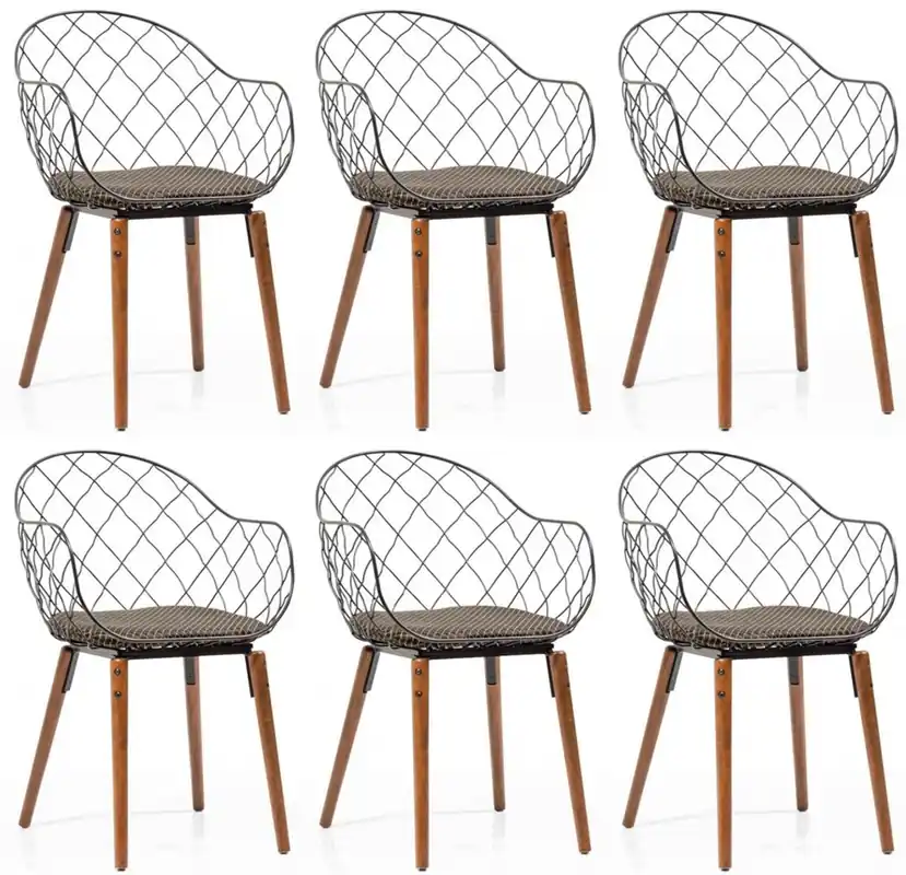 Casa Padrino set di sedie da giardino di lusso nero / oro / grigio / marrone 40 x 40 x A. 81 cm - Sedie da giardino moderne con braccioli - Mobili da Giardino e Gastronomia Super-Preis