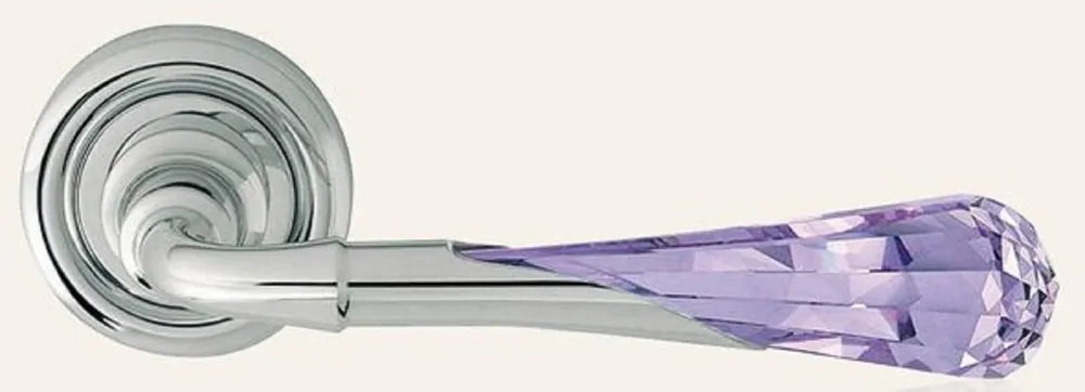 Casa Padrino set di maniglia per porta di lusso argento / viola 15 x A. 5 cm - Maniglie per porte in ottone nobile con cristallo Swarovski - Qualità di Lusso Schneller Versand