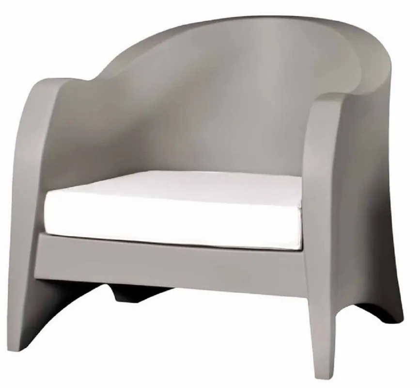 Casa Padrino poltrona da giardino di design grigio opaco / bianco 79 x 72 x A. 73 cm - Poltrona da giardino resistente alle intemperie - Mobili per Hotel - Qualità di Lusso Nur Für Kurze Zeit