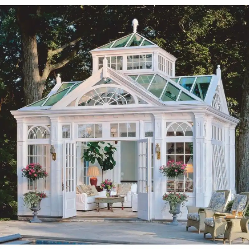 Casa Padrino casa da giardino di lusso bianco 472 x 396 x A. 548 cm - Padiglione da giardino in ferro battuto - Villa da giardino con vetri - Nobile e Magnifico Heißes Angebot