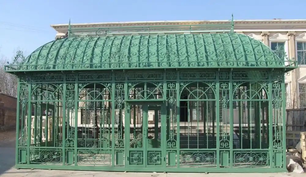 Casa Padrino casa da giardino Art Nouveau di lusso verde 856 x 456 x A. 516 cm - Padiglione da giardino in ferro battuto - Serra - Nobile e Magnifico Super-Preis