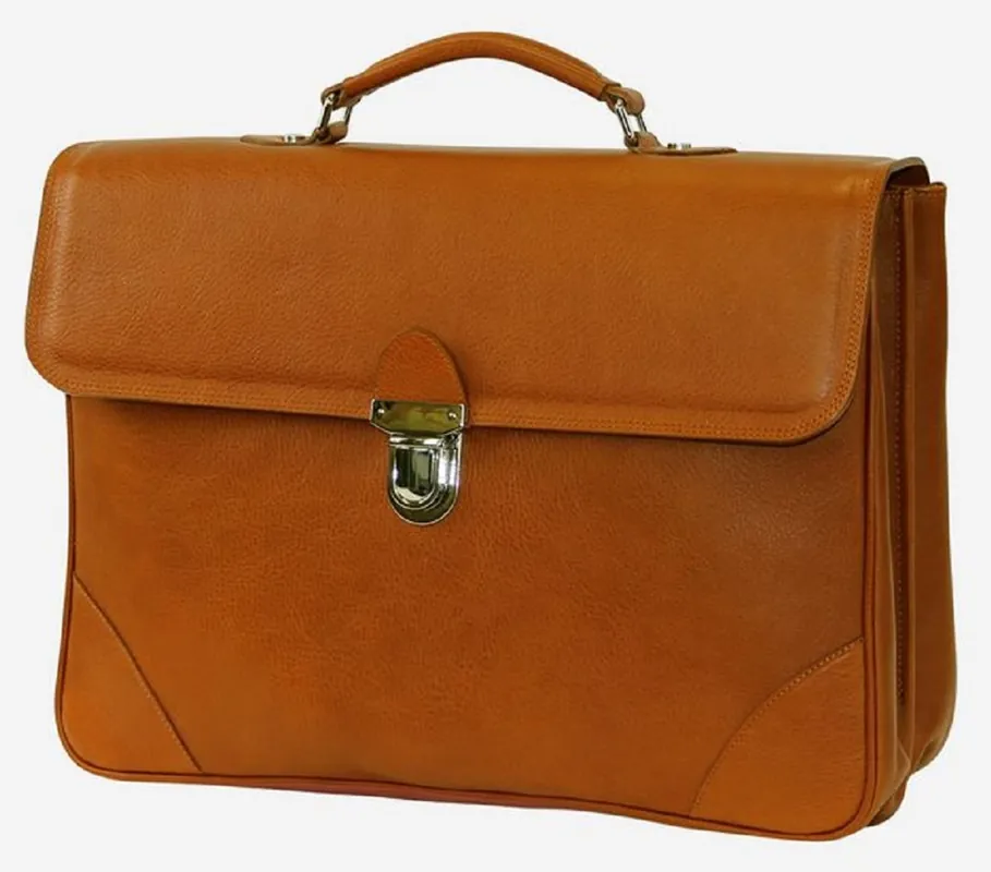 Casa Padrino file valigetta in vera pelle di lusso marrone chiaro / argento 42 x 16 x A. 29 cm - Borsa per laptop da uomo in pelle di alta qualità - Accessori da Uomo di Lusso Super-Preis