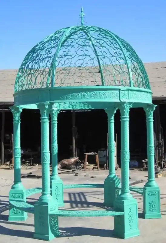 Top-Angebot Casa Padrino padiglione da giardino barocco di lusso verde menta Ø 300 x A. 420 cm - Padiglione in ghisa con panchine integrate - Magnifico decorazione da giardino in stile barocco