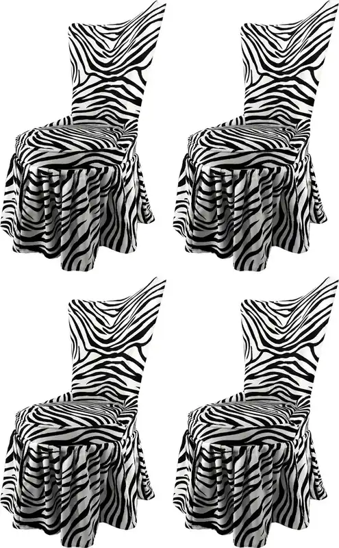 Ausverkauf Pompöös di Casa Padrino Sedie da Pranzo Castello Barocco di Lusso Zebra Nero / Bianco - Sedie Barocche Pompöös Disegnate da Harald Glööckler - 4 Sedie da Pranzo - Mobili Barocchi