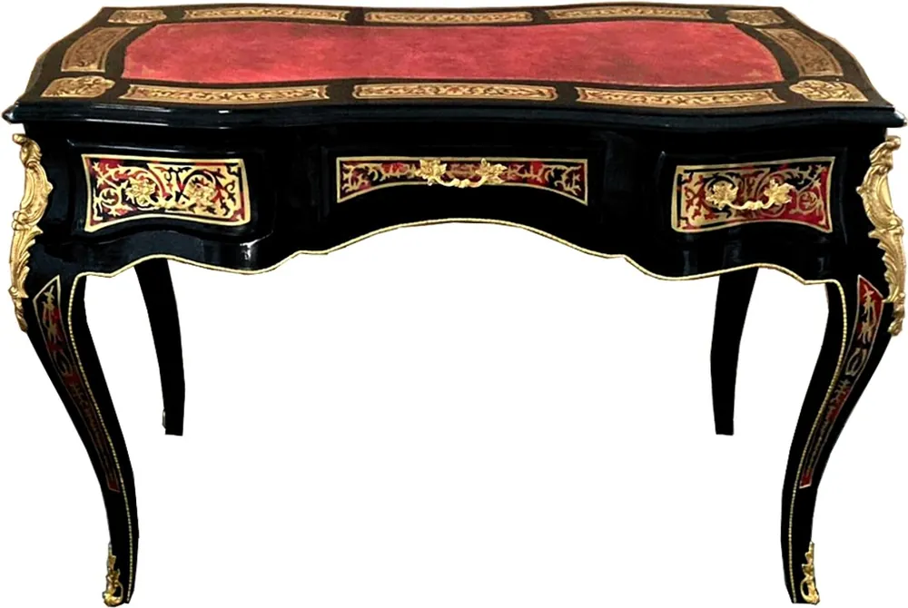 Casa Padrino Segretario Boulle barocco in stile francese nero / rosso / oro 120 cm - Scrivania artigianale in stile antico - Mobili da ufficio barocco Nur Für Kurze Zeit