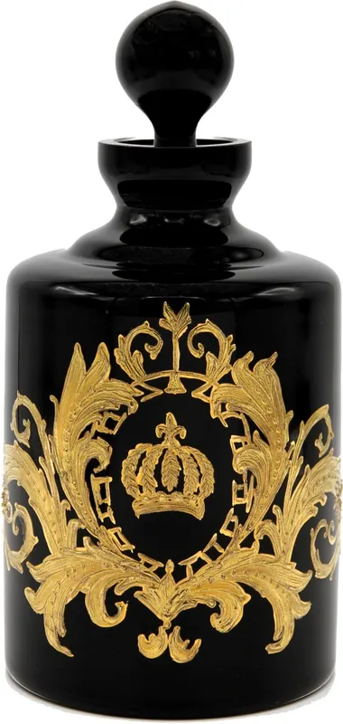 Top-Seller Pompöös di Casa Padrino caraffa per whisky di lusso con placcatura in oro 24 carati nero / oro Ø 12,5 x A. 25 cm - Caraffa in vetro Pompöös disegnata da Harald Glööckler