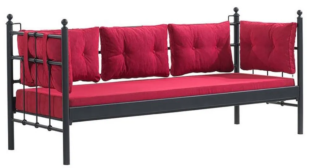 Casa Padrino divano da giardino Art Nouveau nero / bordeaux rosso 200 x 70 x A. 92 cm - Divano da Giardino - Divano da Terrazza - Mobili da Giardino e da Terrazza Neue Ware