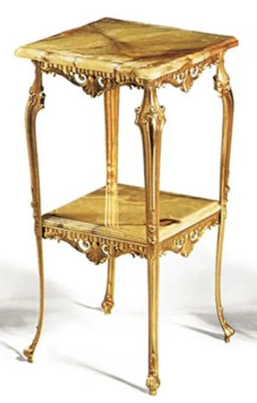 Casa Padrino tavolino barocco di lusso oro / beige 40 x 40 x A. 72 cm - Tavolo in ottone nobile con piani in marmo - Mobili da soggiorno barocco - Qualità di Lusso Heißes Angebot