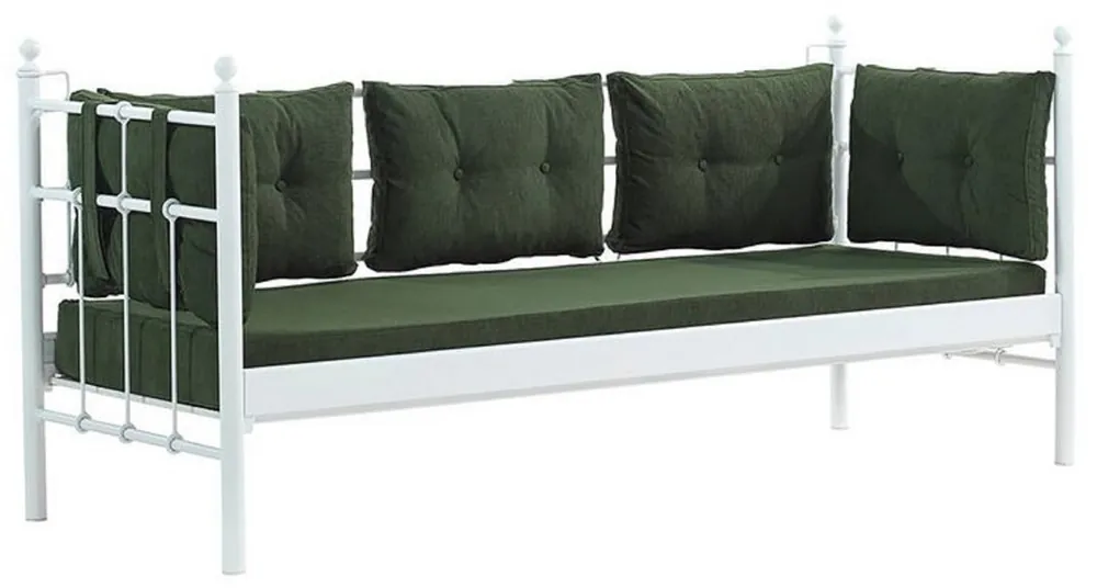 Preis Gesenkt Casa Padrino divano da giardino Art Nouveau bianco / verde scuro 200 x 70 x A. 92 cm - Divano da Giardino - Divano da Terrazza - Mobili da Giardino e da Terrazza