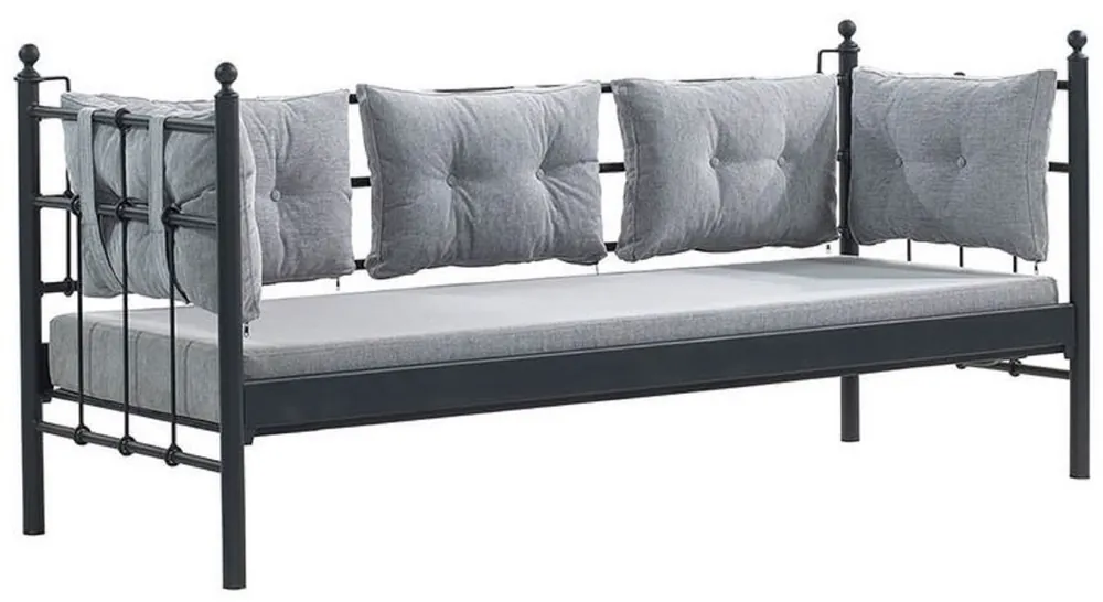 Rabatt Casa Padrino divano da giardino Art Nouveau nero / grigio chiaro 200 x 70 x A. 92 cm - Divano da Giardino - Divano da Terrazza - Mobili da Giardino e da Terrazza