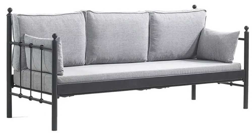 Nur Für Kurze Zeit Casa Padrino divano da giardino Art Nouveau nero / grigio chiaro 200 x 70 x A. 92 cm - Divano da Giardino - Divano da Terrazza - Mobili da Giardino e da Terrazza Art Nouveau