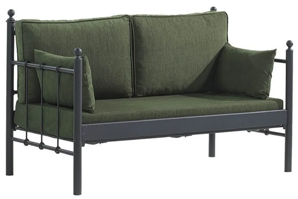 Casa Padrino divano da giardino Art Nouveau nero / verde scuro 140 x 70 x A. 92 cm - Divano da Giardino - Divano da Terrazza - Mobili da Giardino e da Terrazza Art Nouveau Nur Für Kurze Zeit