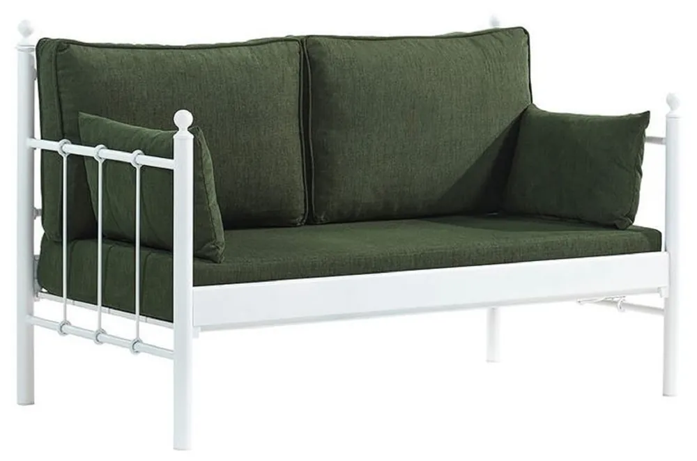 Casa Padrino divano da giardino Art Nouveau bianco / verde scuro 140 x 70 x A. 92 cm - Divano da Giardino - Divano da Terrazza - Mobili da Giardino e da Terrazza Art Nouveau Ausverkauf