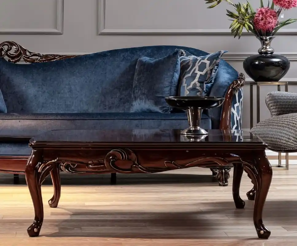 Garantierte Lieferung Casa Padrino mesa de centro barroco de lujo marrón oscuro / oro - Mesa de salón de madera maciza hecha a mano - Muebles de salón barrocos